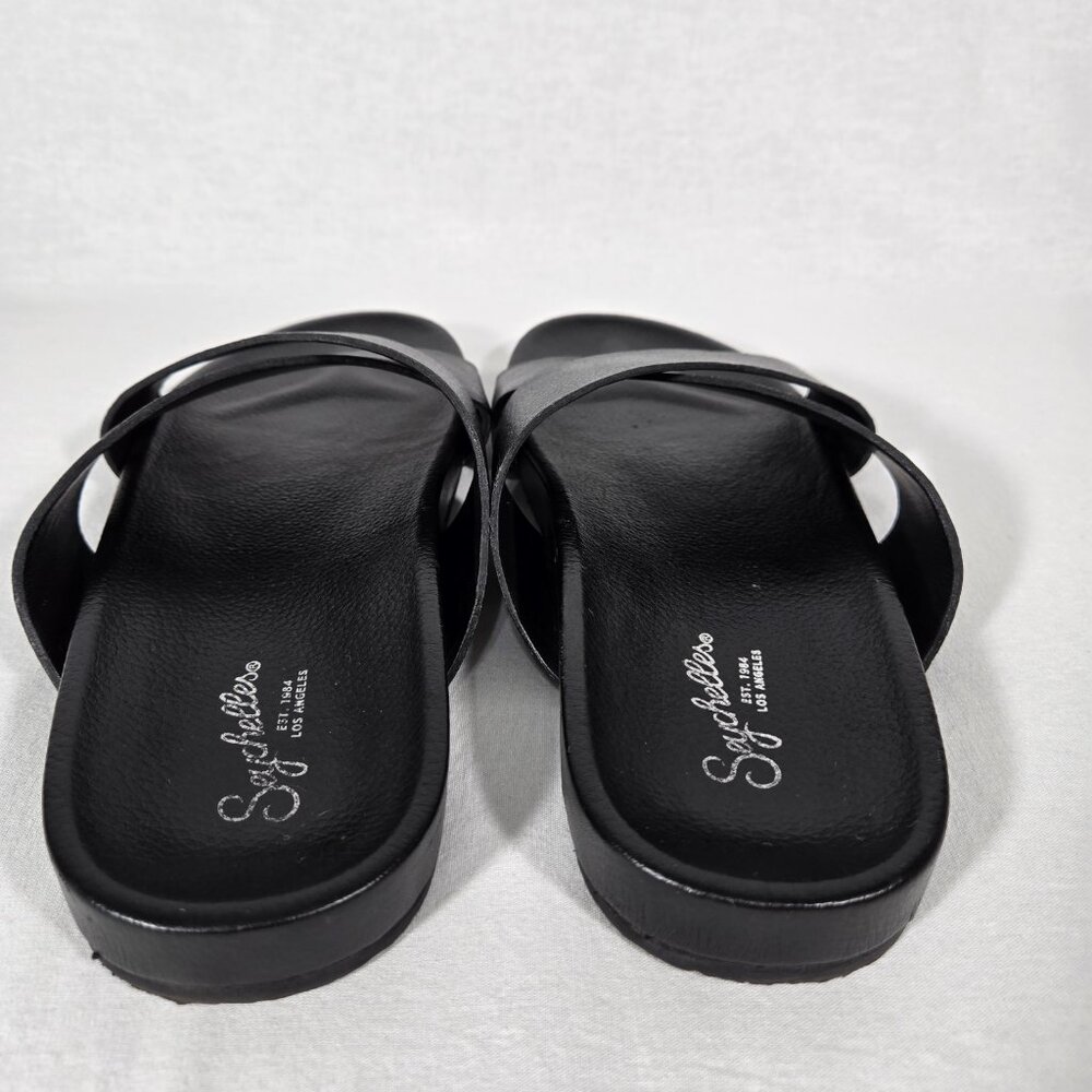 SEYCHELLES Minimalist Lighthearted Slides BLACK Leather Sandals Women's Size 9. - Picture 6 of 17